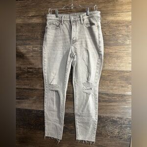 Oneso Women's Light Blue Distressed Ankle Jeans